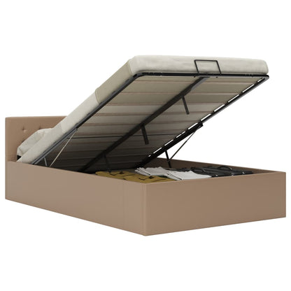 Rám Postele Zvedací Úložný Prostor Bílý Umělá Kůže