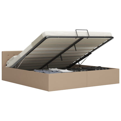 Rám Postele Zvedací Úložný Prostor Bílý Umělá Kůže