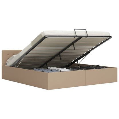 Rám Postele Zvedací Úložný Prostor Bílý Umělá Kůže