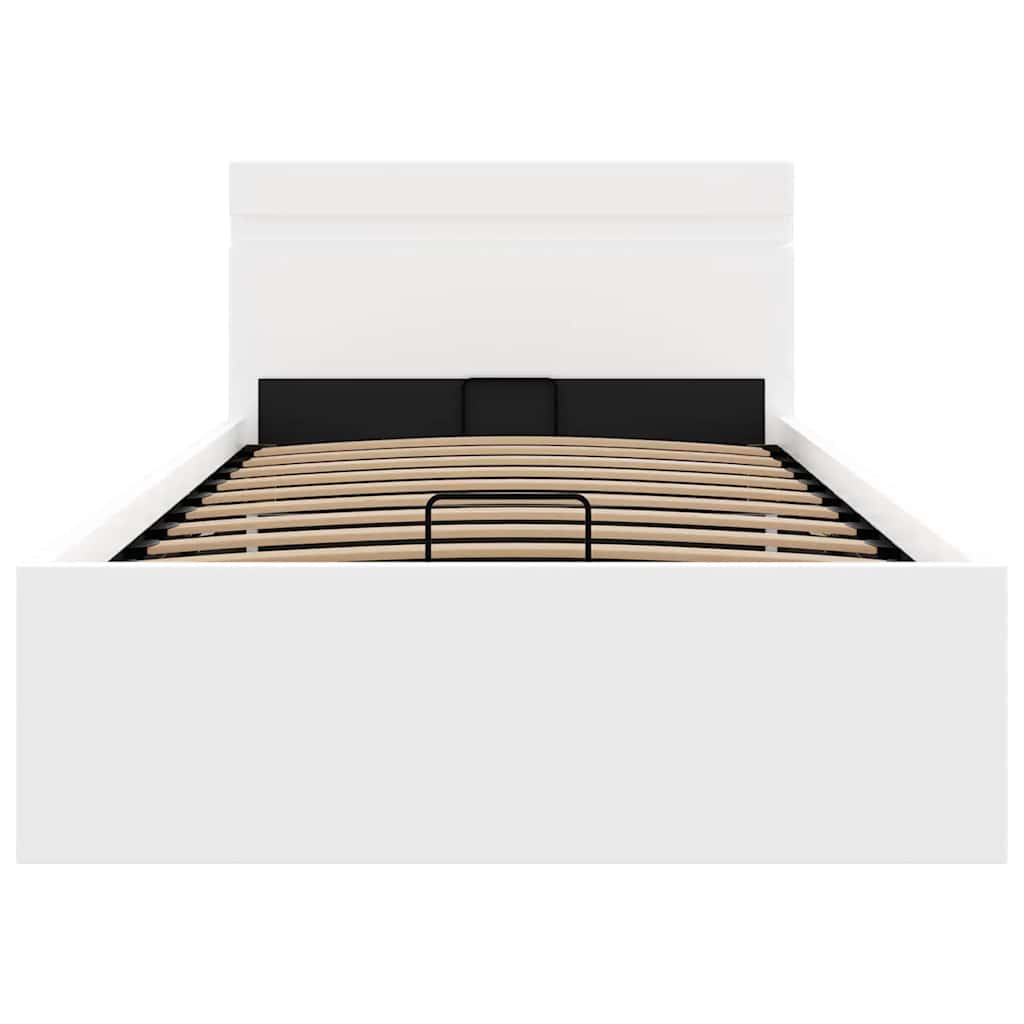 Rám Postele Led S Úložným Prostorem Bílý Umělá Kůže 90 X 200 Cm