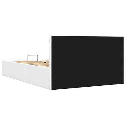 Rám Postele Led S Úložným Prostorem Bílý Umělá Kůže 140X200 Cm