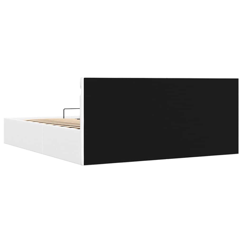 Rám Postele Led S Úložným Prostorem Bílý Umělá Kůže 160X200 Cm