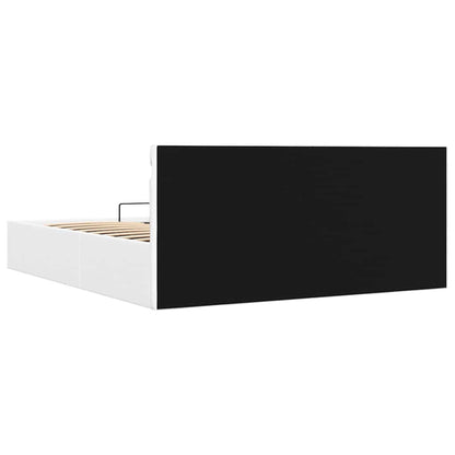 Rám Postele Led S Úložným Prostorem Bílý Umělá Kůže 160X200 Cm