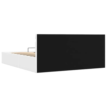 Rám Postele Led S Úložným Prostorem Bílý Umělá Kůže 180X200 Cm