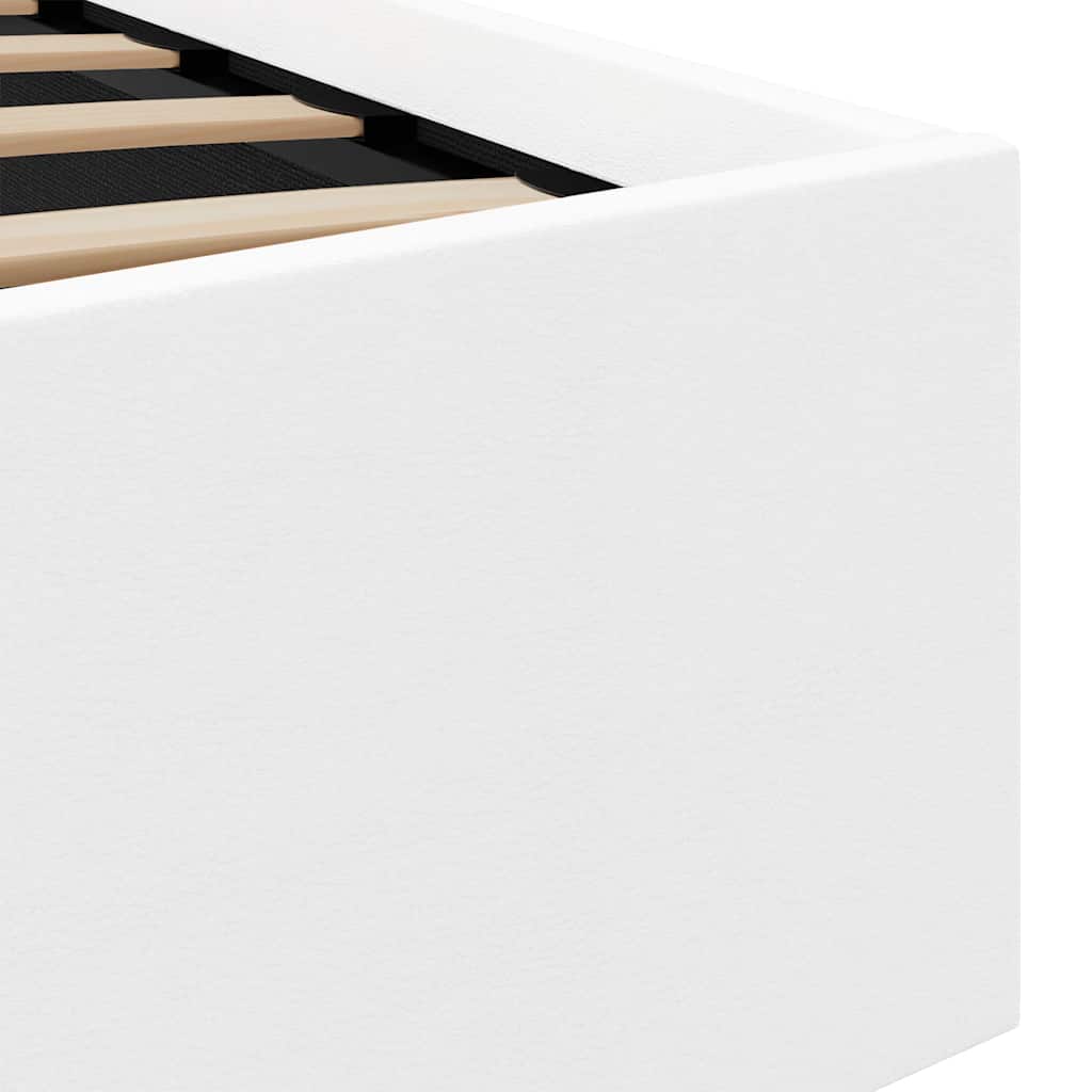 Rám Postele Led S Úložným Prostorem Bílý Umělá Kůže 180X200 Cm