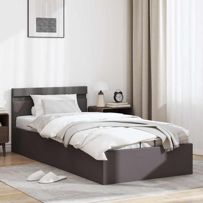 Rám Postele S Led Úložný Prostor Šedý Umělá Kůže 90 X 200 Cm