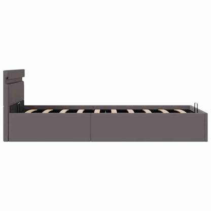 Rám Postele S Led Úložný Prostor Šedý Umělá Kůže 90 X 200 Cm