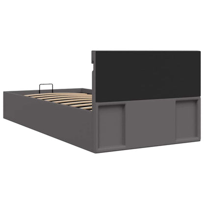 Rám Postele S Led Úložný Prostor Šedý Umělá Kůže 100 X 200 Cm