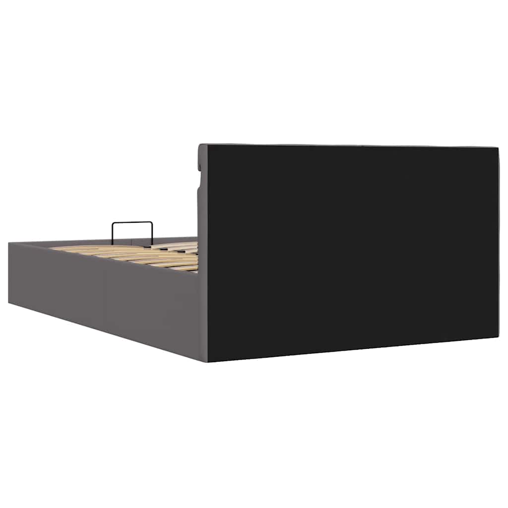 Rám Postele Led S Úložným Prostorem Šedý Umělá Kůže 140X200 Cm
