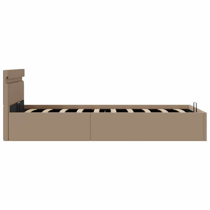 Rám Postele S Led A Úložištěm Cappuccino Umělá Kůže 90 X 200 Cm
