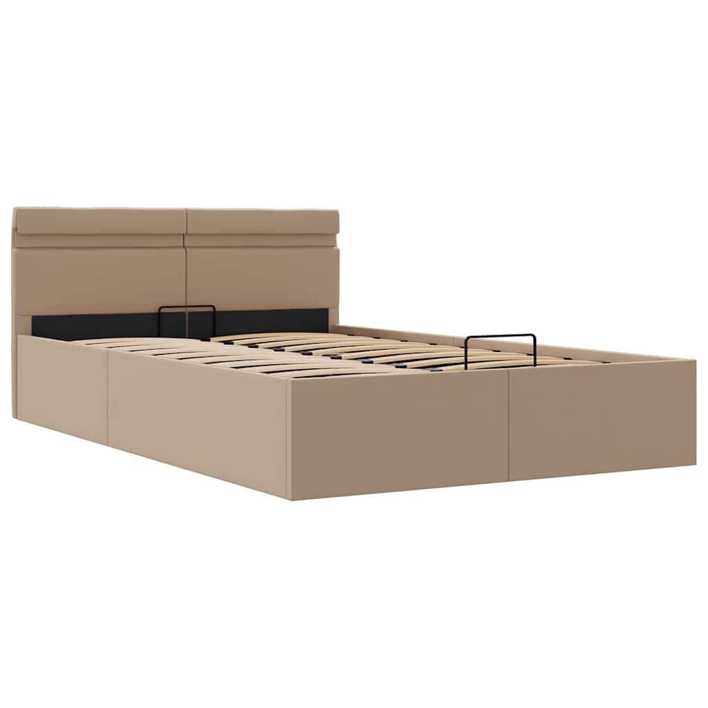 Rám Postele Led Úložný Prostor Cappuccino Umělá Kůže 140X200 Cm