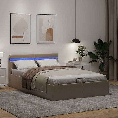 Rám Postele Led Úložný Prostor Cappuccino Umělá Kůže 140X200 Cm