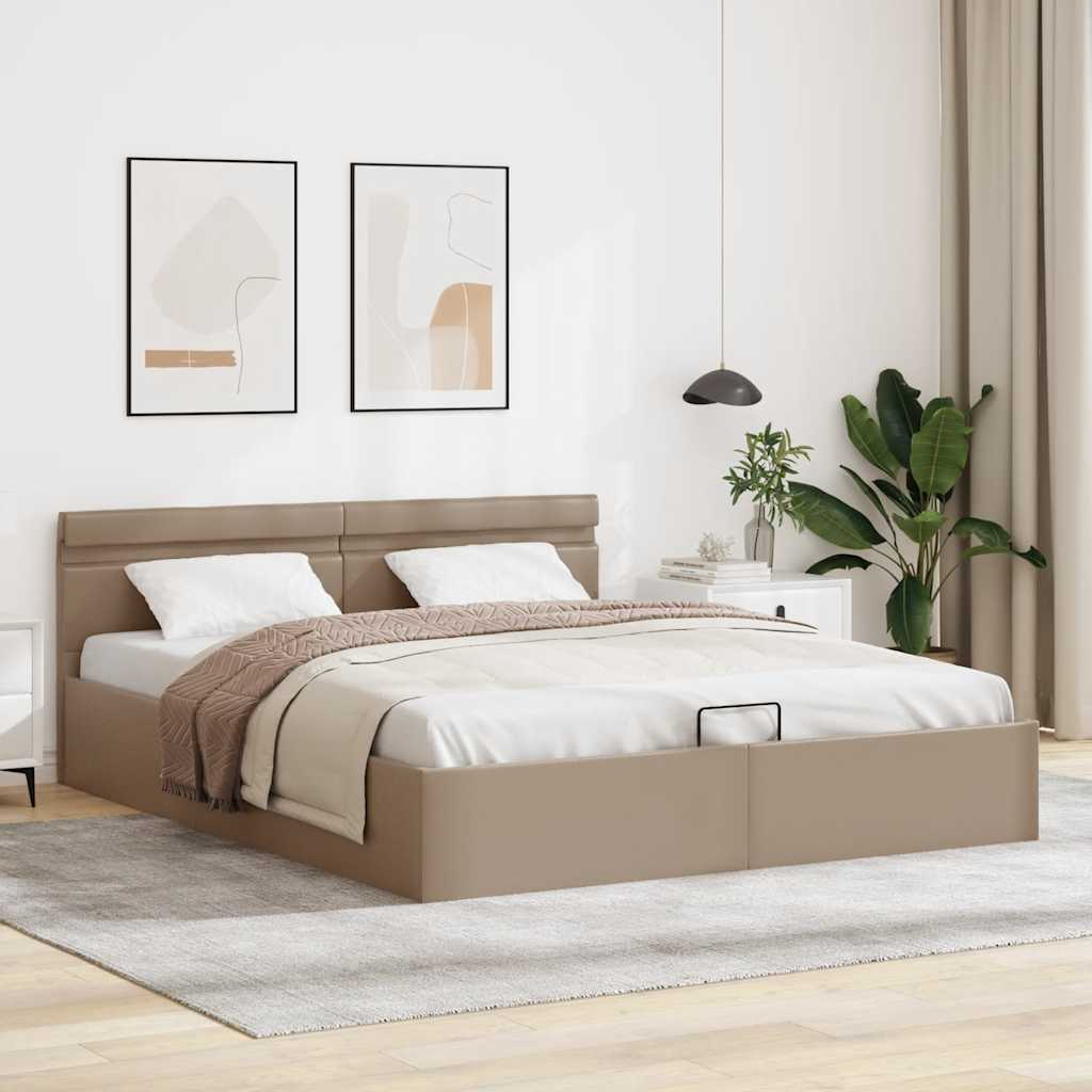 Rám Postele Led Úložný Prostor Cappuccino Umělá Kůže 160X200 Cm
