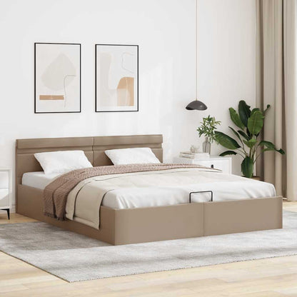 Rám Postele Led Úložný Prostor Cappuccino Umělá Kůže 160X200 Cm