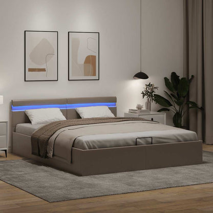 Rám Postele Led Úložný Prostor Cappuccino Umělá Kůže 160X200 Cm