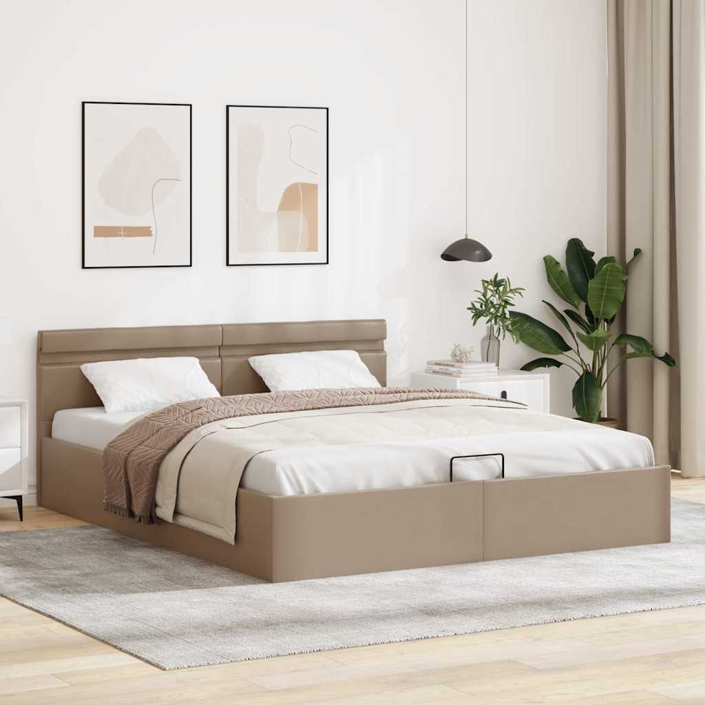 Rám Postele Led Úložný Prostor Cappuccino Umělá Kůže 180X200 Cm