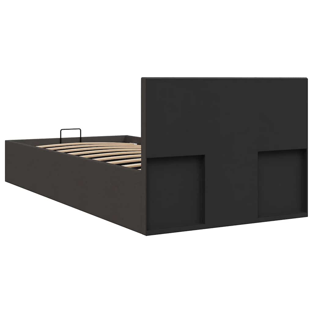 Rám Postele S Úložným Prostorem Tmavě Šedý Textil 90 X 200 Cm