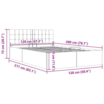 Rám Postele S Úložným Prostorem Tmavě Šedý Textil 120 X 200 Cm