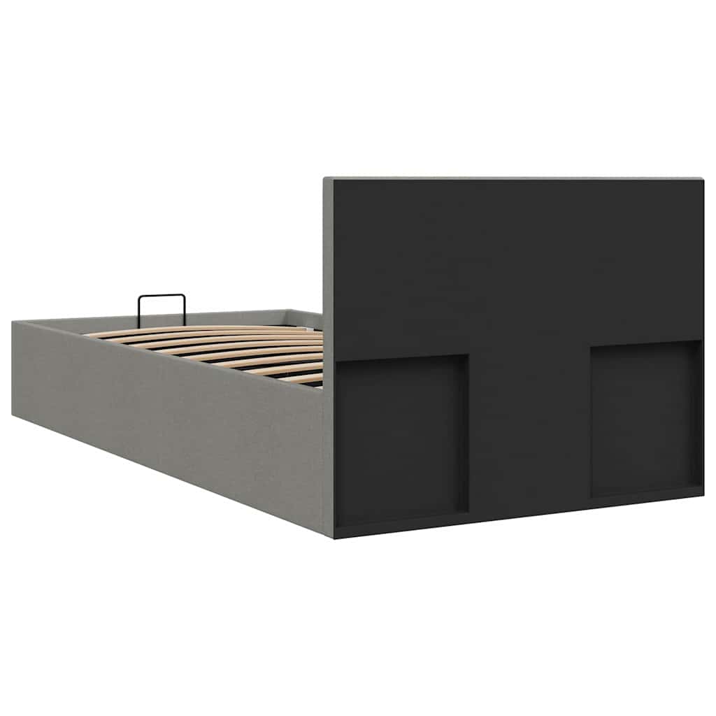 Rám Postele S Úložným Prostorem Světle Šedý Textil 100 X 200 Cm