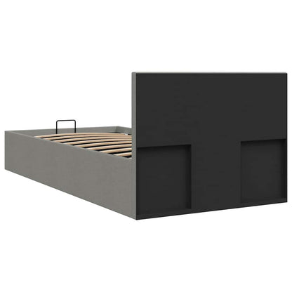 Rám Postele S Úložným Prostorem Světle Šedý Textil 100 X 200 Cm