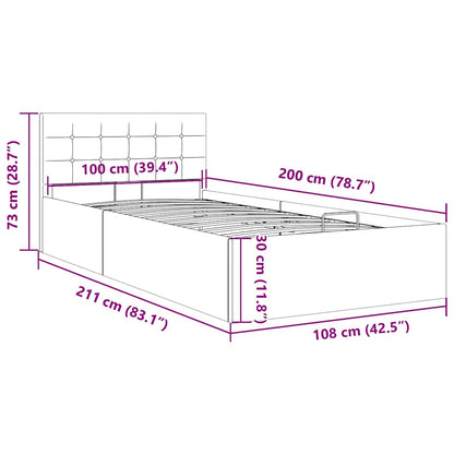 Rám Postele S Úložným Prostorem Světle Šedý Textil 100 X 200 Cm