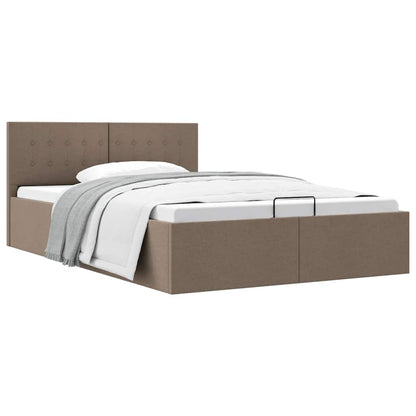 Zvedací Rám Postele S Úložným Prostorem Taupe Textil 140X200 Cm