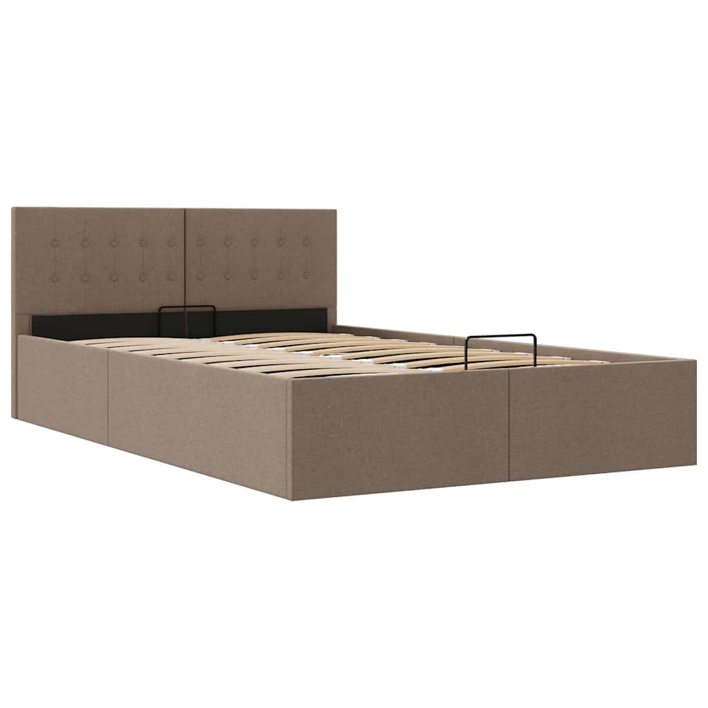 Zvedací Rám Postele S Úložným Prostorem Taupe Textil 140X200 Cm