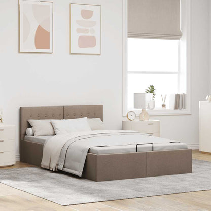 Zvedací Rám Postele S Úložným Prostorem Taupe Textil 140X200 Cm
