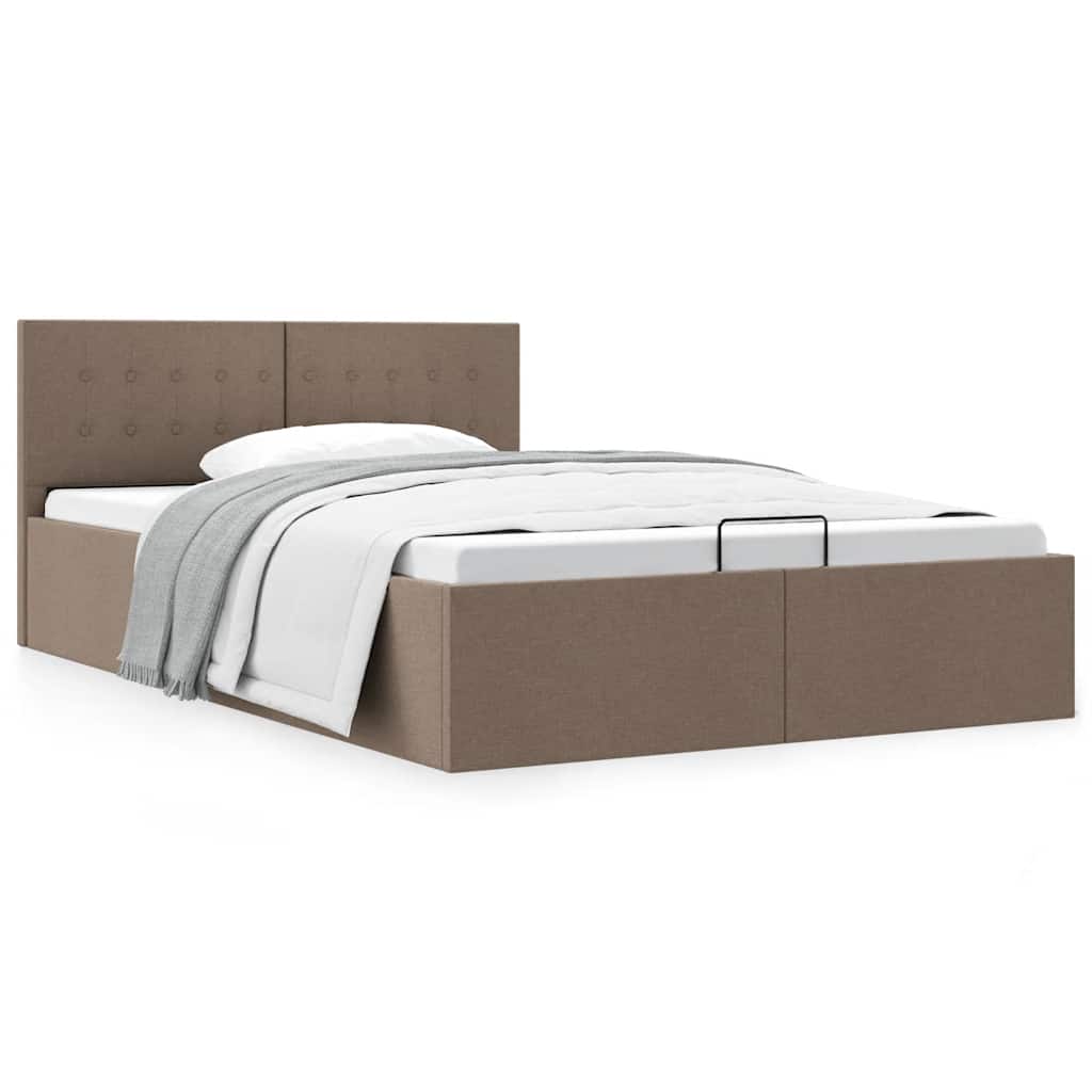 Zvedací Rám Postele S Úložným Prostorem Taupe Textil 140X200 Cm