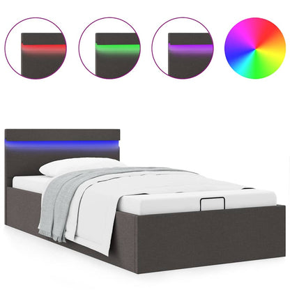 Rám Postele S Úložným Prostorem Led Tmavě Šedý Textil 90X200 Cm