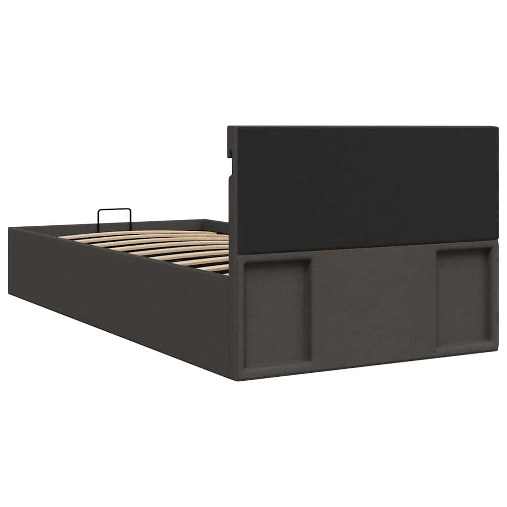 Rám Postele S Úložným Prostorem Led Tmavě Šedý Textil 90X200 Cm
