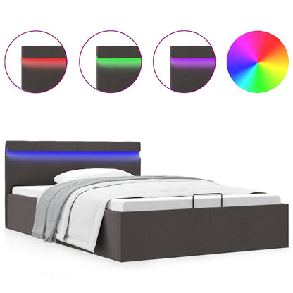 Rám Postele Led S Úložným Prostorem Tmavě Šedý Textil 120X200Cm