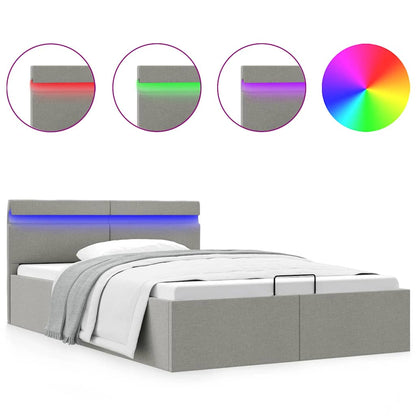 Rám Postele Led Úložný Prostor Světle Šedý Textil 120 X 200 Cm