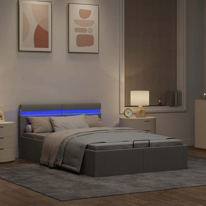 Rám Postele Led Úložný Prostor Světle Šedý Textil 120 X 200 Cm