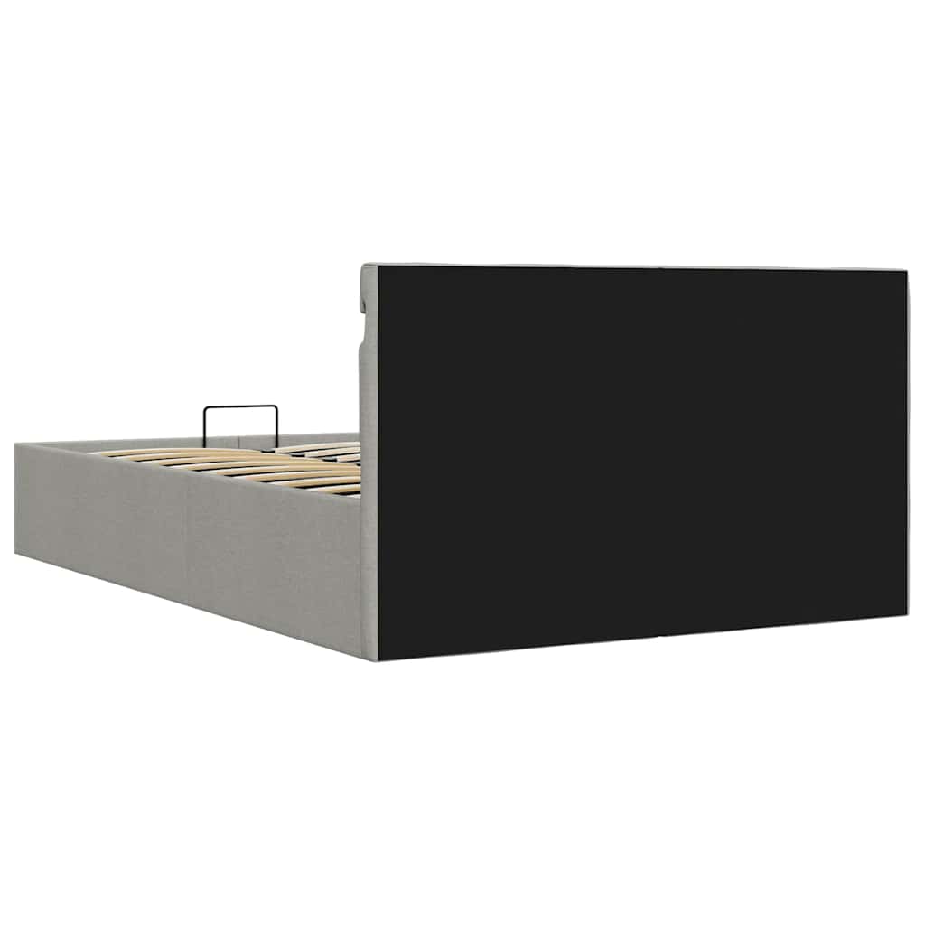 Rám Postele Led Úložný Prostor Světle Šedý Textil 120 X 200 Cm