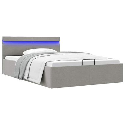 Rám Postele Led Úložný Prostor Světle Šedý Textil 120 X 200 Cm