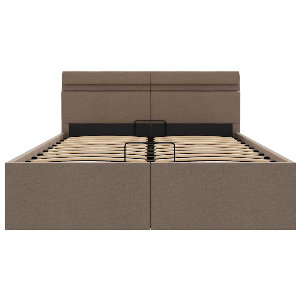 Rám Postele Led S Úložným Prostorem Taupe Textil 120 X 200 Cm