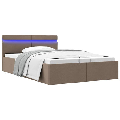 Rám Postele Led S Úložným Prostorem Taupe Textil 120 X 200 Cm