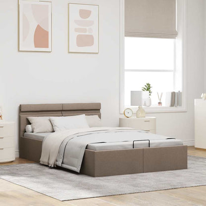 Rám Postele S Úložným Prostorem Led Taupe Textil 140 X 200 Cm