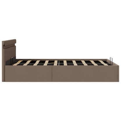 Rám Postele S Úložným Prostorem Led Taupe Textil 140 X 200 Cm