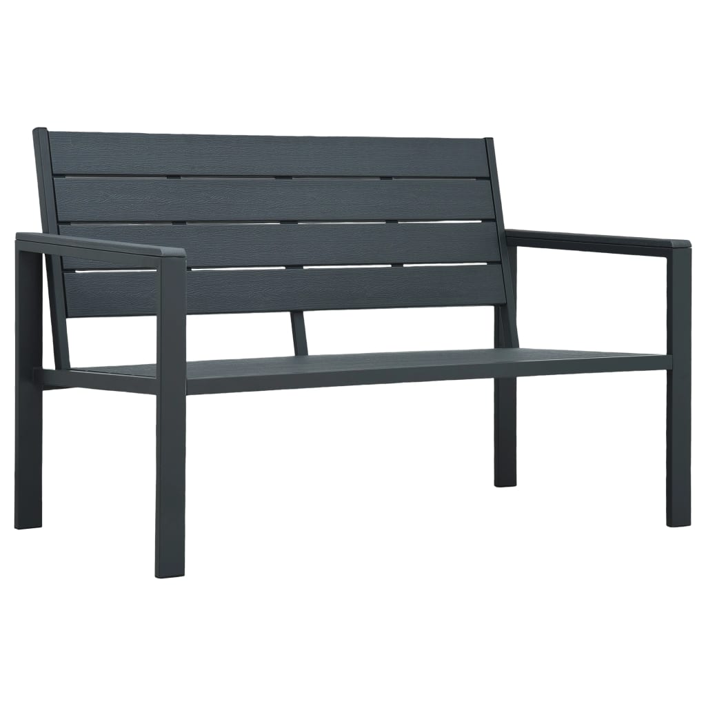 Zahradní Lavice 120 Cm Hdpe Černá Dřevěný Vzhled