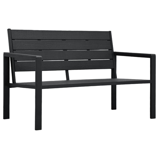 Zahradní Lavice 120 Cm Hdpe Černá Dřevěný Vzhled