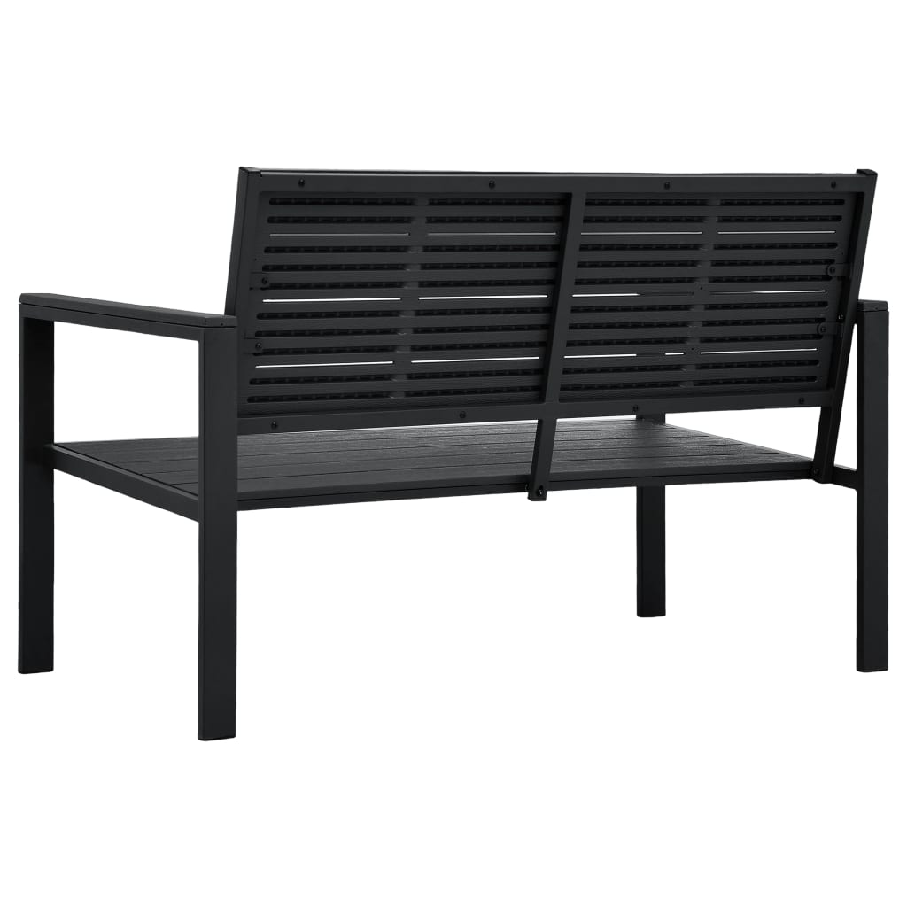 Zahradní Lavice 120 Cm Hdpe Černá Dřevěný Vzhled