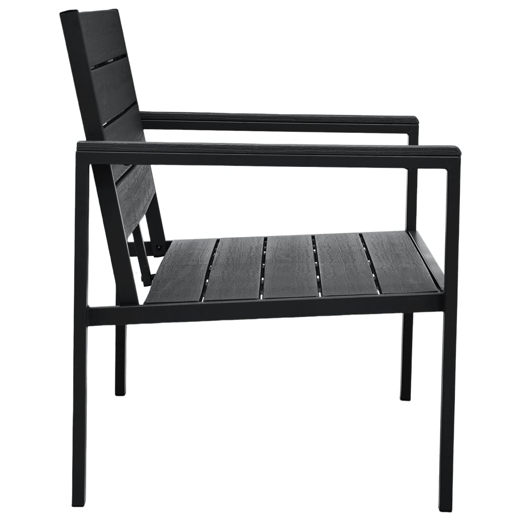 Zahradní Lavice 120 Cm Hdpe Černá Dřevěný Vzhled