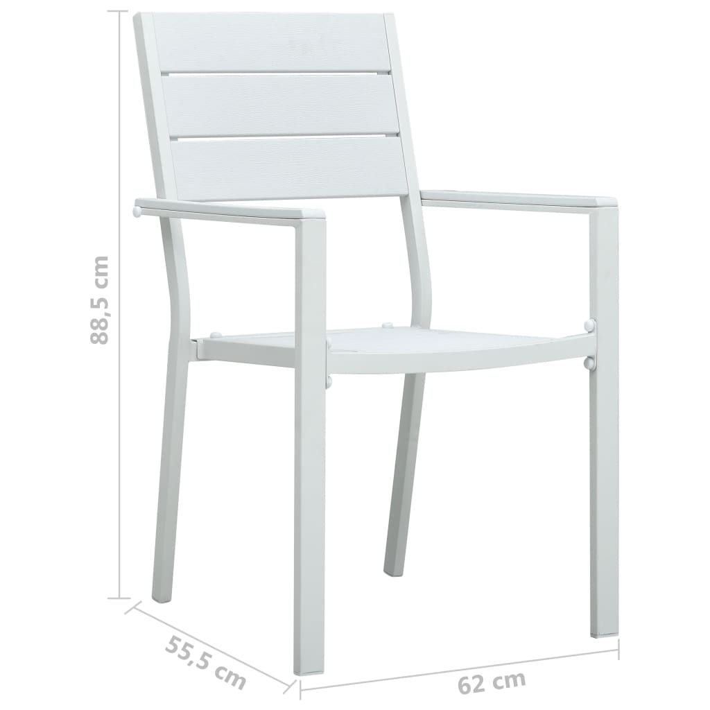Zahradní Židle 4 Ks Bílé Hdpe Dřevěný Vzhled