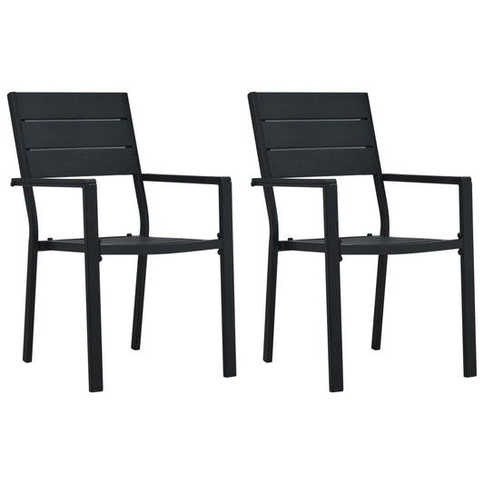 Zahradní Židle 2 Ks Černé Hdpe Dřevěný Vzhled