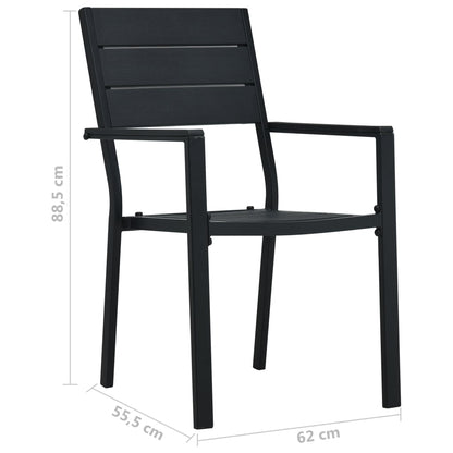Zahradní Židle 2 Ks Černé Hdpe Dřevěný Vzhled