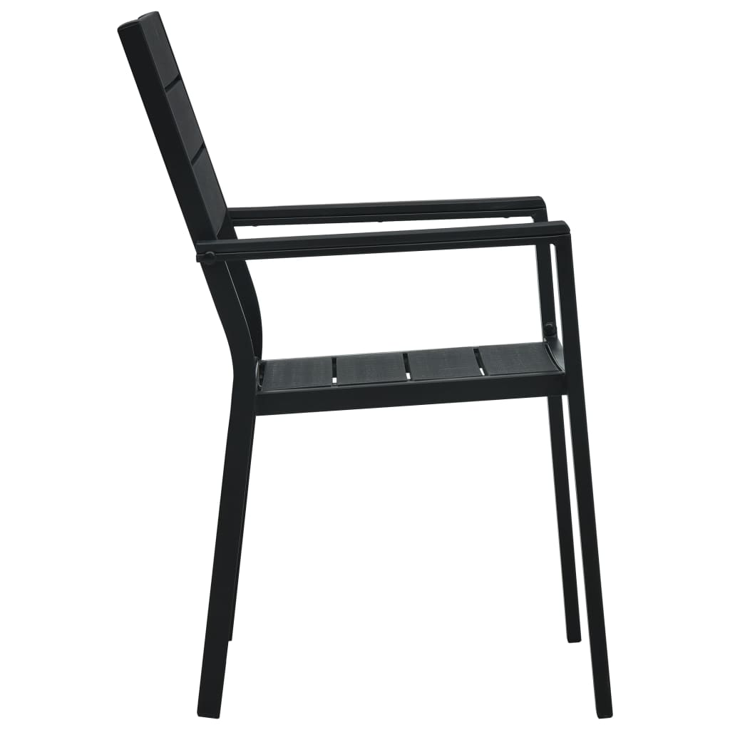Zahradní Židle 4 Ks Černé Hdpe Dřevěný Vzhled