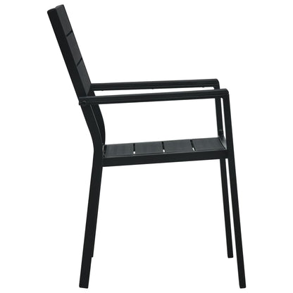 Zahradní Židle 4 Ks Černé Hdpe Dřevěný Vzhled