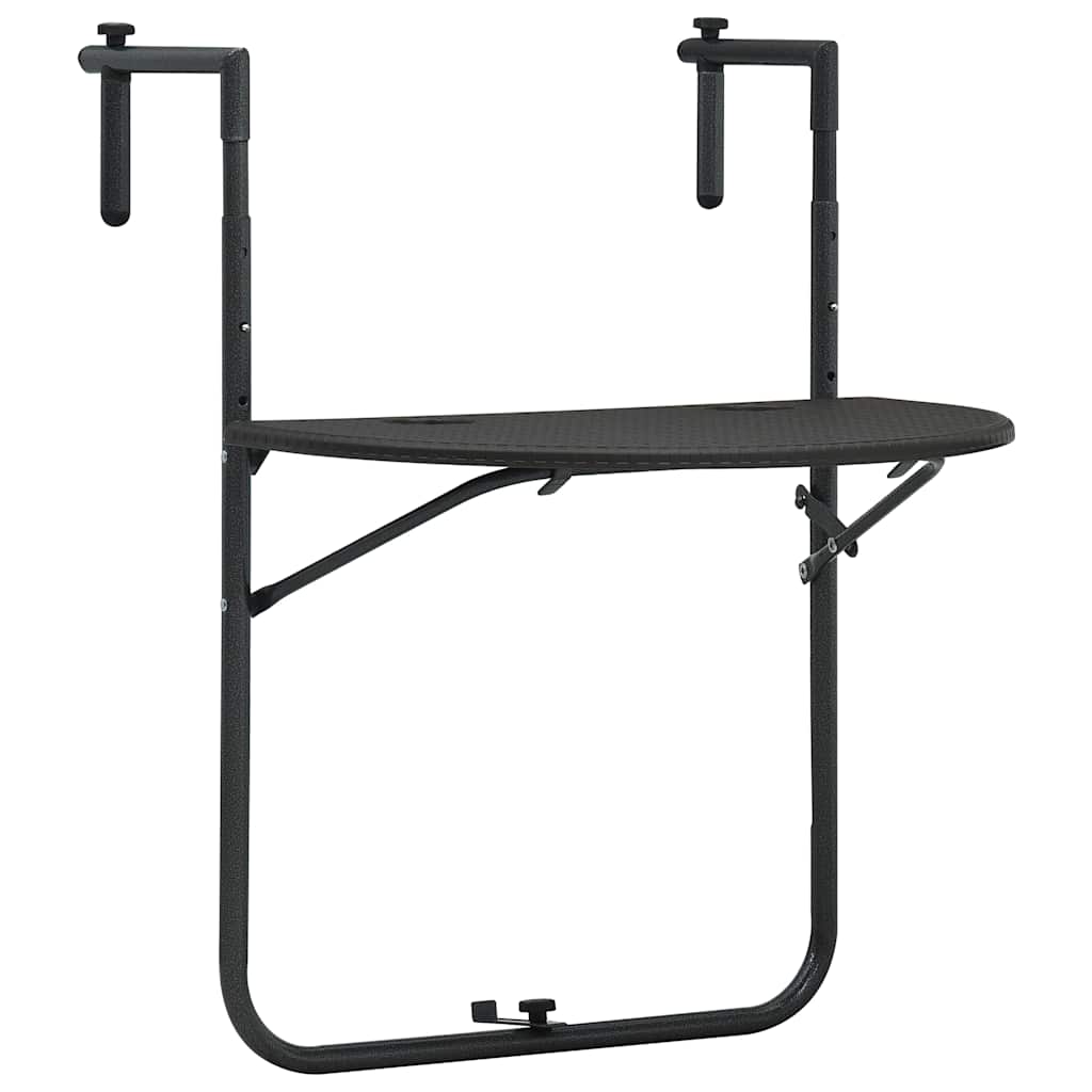 Závěsný Stůl Na Balkon Hnědý 60X64X83,5Cm Plast Ratanový Vzhled